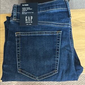 GAP Denim High Rise Ankle Skinny Jeans in Dark Blue